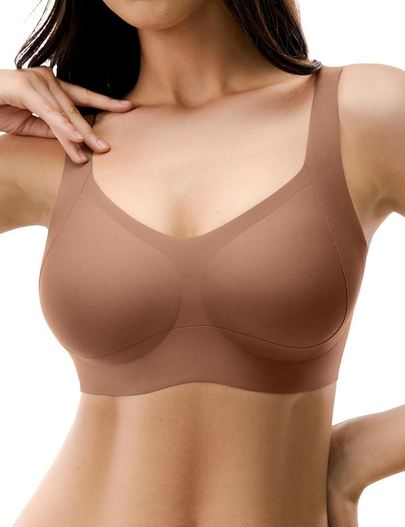 Womens Seamless Wireless Bras Supportive Push Up Bralettes (XL)