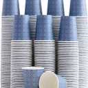 Clawsoff 300 Pack Paper Cups 8 oz, Disposable Hot/Cold Beverage Drinking Cups, 8 OZ Paper Coffee Cups, Navy Floral Coffee Cups for Party, Picnic, Travel, and Events