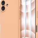 OTOFLY Compatible with iPhone 16 Case, Compatible with MagSafe, Shockproof Magnetic Silicone Case for iPhone 16,[Military Grade Protection] [2 Pack Screen Protectors], Peach Fuzz