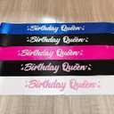 3 x Birthday Queen' Birthday Sash Black with Glitter Pink Letters-Birthday Sash for Women,21st 30th 40th 50th Birthday Party Supplies