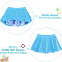 Cutemile 5-16 Years Girls Two Piece Tankini Swimsuit with Boyshort Bathing Suit Quick Dry Beach Swimwear (Blue)