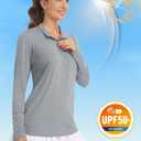 MAGCOMSEN Women's Long Sleeve Shirts 1/4 Zip Pullover UPF 50+ Sun Protection Quick Dry Hiking Athletic Workout Tops (Gray, S)