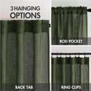 MIULEE Olive Green Linen Curtains 96 Inch Long for Bedroom Living Room, Soft Thick Linen Textured Window Drapes Semi Sheer Light Filtering Rod Pocket Back Tab Christmas Burlap Look, 2 Panels