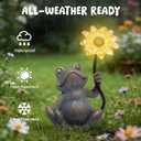 basen Solar Frog Statue with Glowing Sunflower Light, Outdoor Garden Frog Figurine Decor for Yard Lawn Patio, Resin Solar Animal Sculpture with LED Light for Garden Landscape Decoration