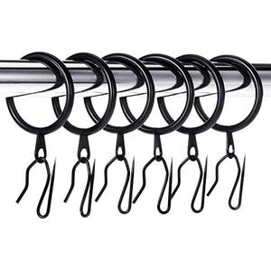 Hotop 26 Pcs Metal Drapery Curtain Rings 0.98/1.26/1.65 inch Interior Diameter and 30 Pcs Hanging Curtain Drapery Pin Hooks for Window Door Shower(32 mm,Black)