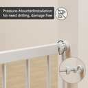 Short Dog Gate Indoor - MOOECKOM 13" Tall Small Dog Gate 18"-36'' Width Expandable, Easily Step Over Pet Gate with 2 Extension Kits - Pressure Mounted for Doorways Stairs.