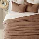 EVERGRACEHOME Cotton Gauze King Bedspread, Ultra Soft Prewashed Pick Stitch Matelass Coverlet, Lightweight Textured Oversized King Quilt Bedding Set for All Season, with 2 Shams, Terracotta Clay