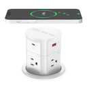 ANNQUAN 3.15" Pop Up Countertop Outlet with 15W Wireless Charger,Max 20W Power Delivery,800J Surge Protection,Pop Up Electrical Outlet with 4 Outlets 4 USB Ports for Home Office(ETL Listed) (6ft Cord, White)