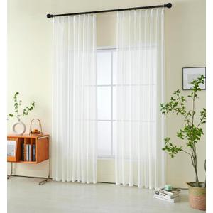 Non-See-Through White Sheer Pinch Pleated Curtains 102 Inches Long 2 Panel Set, Privacy Semi Sheer Window Treatments Light Filtering Window Curtains Drapes for Bedroom Living Room, 50Wx102L