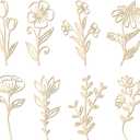 PerKoop 8 Pcs Wooden Flowers Wall Decor Boho Wildflowers Hanging Sculpture Wood Floral Cutouts for Nursery Bedroom Living Room Housewarming Gifts for Home Decorations(Elegant Style)