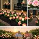 GIGALUMI Solar Lights Outdoor for Garden Decor, 3 Pack Solar Flower Lights Waterproof, 2 Lighting Modes 9 Roses for Pathway,Yard, Patio Decoration, Gardening Gifts for Women (Pink)
