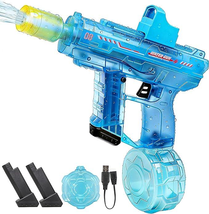 Electric Water Gun for Adults Kids, Powerful Squirt Guns Water Pistol | Automatic Water Blaster, Led Lighting, Long Range, Rechargeable, Summer Outdoor Pool Beach Party Toys, 3+, Black and Blue
