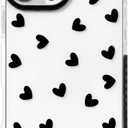 NITITOP Compatible with iPhone 16 Pro Case Cute Clear for Women Girls Black Love Heart Pattern Ultra Slim with Bumper Protector Soft TPU Anti-Yellow Protective Cover - Black Heart