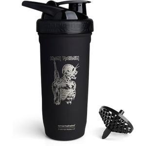 Smartshake Rockband Reforce Stainless Steel Protein Shaker Bottle - Non Insulated Gym Bottle | - 900 ml | 30 oz - Leakproof Screw-on Lid - BPA Free | Iron Maiden, Somewhere In Time Logo Smartshake Rockband Reforce Stainless Steel Protein Shaker Bottle - Non Insulated Gym Bottle | - 900 ml | 30 oz - Leakproof Screw-on Lid - BPA Free | Iron Maiden, Somewhere In Time Logo