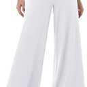 ZOOSIXX Wide Leg Palazzo Pants for Women - High Waist Casual Beach Lounge Pants Loose Flowy Pants Stretchy Trousers, Size: Medium