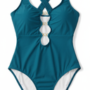 Eomenie Women's One Piece Swimsuit Cutout Chain Linked Bathing Suit Cheeky High Cut Swim Suit Adjustable Strap Swimwear (Medium, Black)