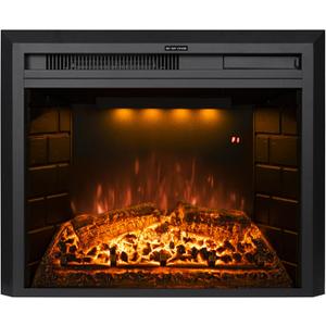 Electric Fireplace Insert 22" Wide, Wall Fireplace Electric with Remote Control, Realistic Log and Crackling Sound, Overheating Protection and Timer, 750/1500W Black (25.35"W)