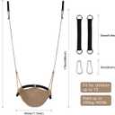 JKsmart Toddler Swing, Swing Seat for Kids Heavy Duty Rope Play Secure Children Swings Set, Perfect for Indoor,Outdoor,Playground,Home,Tree,with Snap Hooks & Straps,440 lbs Capacity, Light Brown