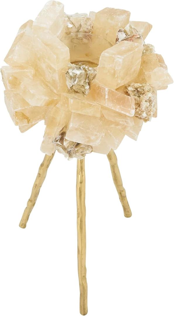 Radiant Earth Calcite and Mica Tripod Candle Holder