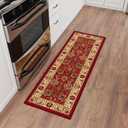 Ottomanson 1'10.5" x 6' Kitchen Runner Rug Non Slip Stain Resistant Low Pile Kitchen Floor Mat for Sink, Laundry Room, Hallway & Bathroom, Red Oriental