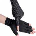 IZUS Summer-UV-Protection Driving Fingerless Gloves Sunblock Polka Dot Mesh Nonslip for Women Outdoor Sport, Cycling