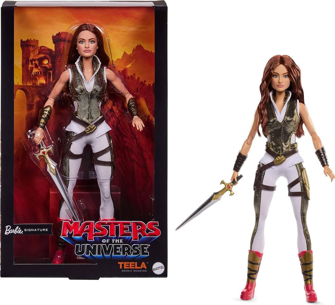 Barbie Signature Doll, Teela Collectible in Jumpsuit, Sword, Doll Stand & Displayable Packaging, Motu Movie Theme
