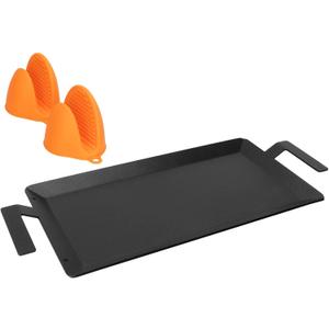 Universal Carbon Steel Griddle for Gas Grill, Griddle Pan for Stove Top, Versatile Stovetop Oven, Induction Cooktop, Flat Top Plate for Charbroil Etc. All Gas & Charcoal Grill 24" x 10"