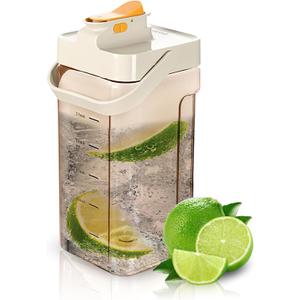 120 oz Cold Water Bottle, Clear Plastic Kettle with Lid, BPA-Free & Shatter-Resistant Refrigerator Pitcher, Perfect for Iced Tea, Sangria, Lemonade, Juice, Milk & More (Orange)