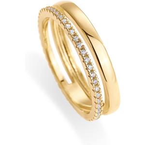 PAVOI 18K Gold Plated Cubic Zirconia Dual Stacking Rings for Women | Gold Eternity Band for Women | Thumb Ring