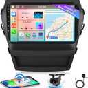 Hikity for Hyundai Santa Fe IX45 2013-2017 Radio, 8 Core 4+64GB Android 13 Car Stereo 9 Inch IPS Touchscreen Car Radio with Wireless Carplay Android Auto 59UI GPS WiFi 32EQ DSP Backup Camrea