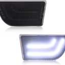 Front Side Marker Light Compatible with Fo-rd Maverick 2022 2023 2024 2025, [DOT] [IP67 Waterproof] White LED Sidemarker Lamp, Replace OEM #FO2550149, 1 Pair, Smoked Lens