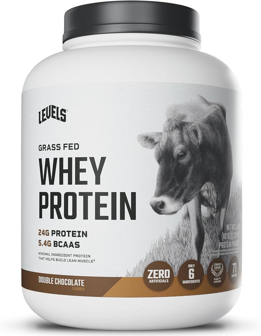 Levels Grass Fed Whey Protein Powder, No Artificials, 24G of Protein, Double Chocolate, 5LB (5 Pound (Pack of 1))