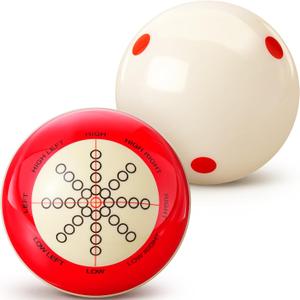 2 Pcs Billiards Cue Ball with Dots Practice Training Artifact Regulation Size 2-1/4" Training Pool Balls for Sports Billiard Table Accessories Games (Red)