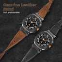 Compatible with Samsung Galaxy Watch Ultra Bands 47mm (2024) Men Women, No Gap Wide Rugged Strap with One Click Stainless Steel Connectors for Samsung Galaxy Watch Ultra (Leather-Black/Black)