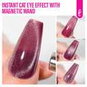 4 x CHUCHU Hema Free Sparkling Burgundy Cat Eye Gel Polish: Magnetic Holographic Glitter Nail Polish for Women - Long Lasting Salon Quality DIY Home Manicure Beginners Professional