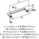 Amerock Balata 3-3/4 inch (96mm) Center-to-Center Polished Nickel Cabinet Pull, BP37623PN