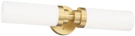 Emak Gold Vanity Lights for Mirror, 2-Light Bathroom Light Fixtures Over Mirror, Modern 21.69 Inch Wall Sconces with Milk Glass Shade for Bathroom, Bedroom, Hallway, VL085-GD-ML-2, 1 Piece