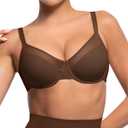 Minimizer Bras for Women Full Coverage Unlined Underwire Bras Plus Size Lifting Bra for Heavy Breast (38C, Brown)