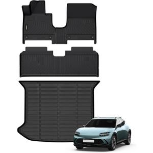 ANBINGO-for Genesis GV60 Floor Mats 2026 2025 2024 2023,Car Mats for Genesis GV60 All Weather Floor Mats Cargo Liner Protection TPE Waterproof Non-Slip 1st & 2nd Row Set GV60 Accessories