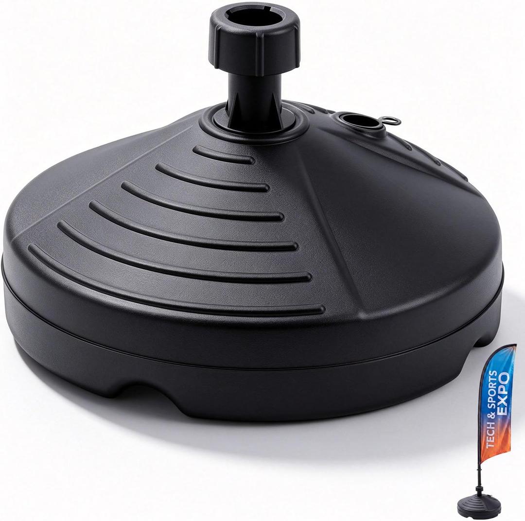 Geetery 2 Pack Square/Round Plastic Water Base Stand, Round, Black