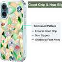 Unov Case Compatible with iPhone 16 Case Magnetic Clear with Design Compatible with MagSafe Slim Protective Soft TPU Bumper with Hard PC Back Embossed Pattern (Stained Glass Flower)