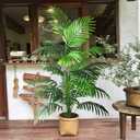 4ft Large Artificial Plants Fake Palm Tree Tropical Palm Leaves Faux Palm Plants Tall Tree Indoor Real Touch Plastic Monstera Leaves for Home Garden Outdoor Office Decor, 125cm