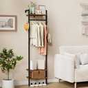 YMYNY Coat Rack Wall Mounted, 70.87H Clothes Garment Rack, Freestanding Tall Closet Organizer,Industrial Clothes Stand for Entryway Hallway Bedroom Rustic Brown UHGR003H