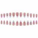 2 x MERVF Almond Press on Nails Medium Fake Nail White French Tip Glue ons Nails Flower Design Cute Stiletto Acrylic Supplies DIY Manicure Glossy 24pcs