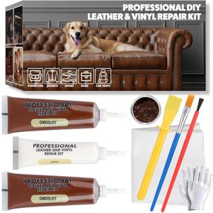 Leather Repair Kit, Advanced Repair Gel, 2025 New Upgrade Professional Leather Repair Kit for Furniture, Sofas, Jackets, Car Seats and Purses, Vinyl, Faux, Artificial, Pleather Care(Chocolate)