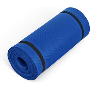 CAP Barbell 1-Inch High Density Exercise Yoga Mat with Strap | Multiple Colors (Blue)