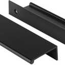 Peaha 5 Pack Kitchen Cabinet Handles 3-3/4 inch Black Pulls for Dresser Drawers Door Edge Finger Pull Aluminum Alloy Hardware (Hole Centers:3-3/4in(96mm))