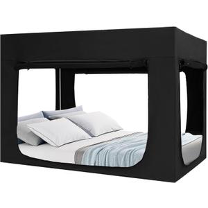 Quinnsus Bed Tent Bed Canopy Twin Size Tents for Adult and Kids - Portable Sleeping Bed Tents 80% Blackout with 4 Doors Breathable Private Space Tents(Mattress Not Included)