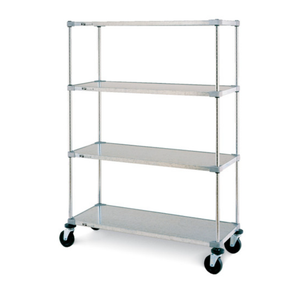 Metro Super Erecta 4-Shelf Industrial Solid Shelving Stem Caster Cart, Galvanized (5 ft x 5'8 ft x 1'8 ft)
