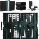 Froggod 15 inch Backgammon Sets for Adults - Classic Board Game for Adults - Portable Travel Backgammon Set for 2 Players - Perfect Adult Board Games for Gifts & Family Fun(Black)